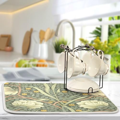 Tapis de séchage microfibre absorbante cuisine ALAZA imprimé William Morris 45,7x61 cm - 4