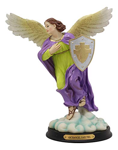 Estatua Arcángel Selaphiel con Escudo 10 pulgadas