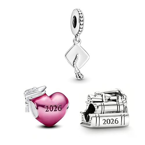 Qulmlxis Graduation Heart Set Charms Compatible for Bracelets S925 Sterling Silver Charm For Jewelry Present