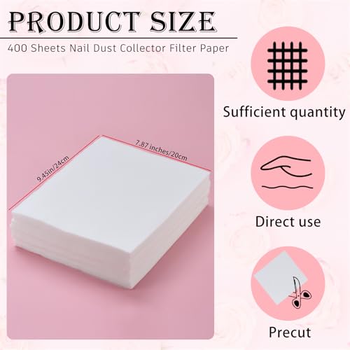Filtros de papel para colector polvo uñas 400 piezas miniatura 2
