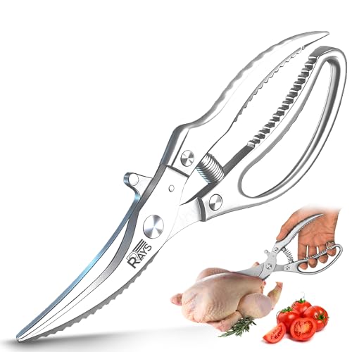 Poultry Scissors- Professional Heavy Duty Kitchen Shears for Spatchcocking Chicken and Meat Cutting- Multi-Purpose Kitchen Scissors for Food - Stainless Steel