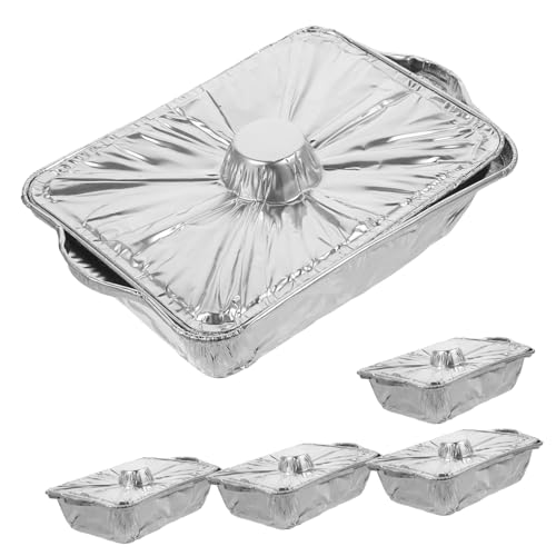 OFFSCH Aluminum Foil Pan Lids 5 Pack Heavy Duty Tin Foil Pans for Storage Baking BBQ Outdoor