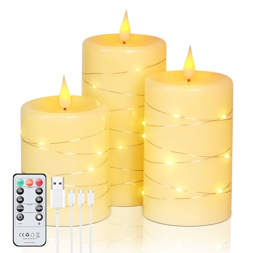 Forever Speed 3 Stück Led Kerzen Aufladbar 1000mAH Lichterkette...
