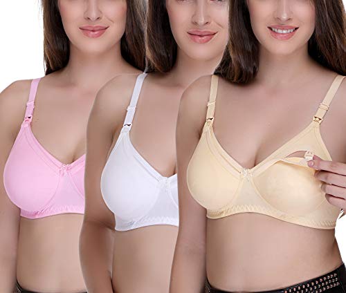 Sona Women's Cotton Minimiser Nursing Bra (FEEDINGBRA-04-SKIN-WHT-PINK-95B_Skin-wht-Pink_38)