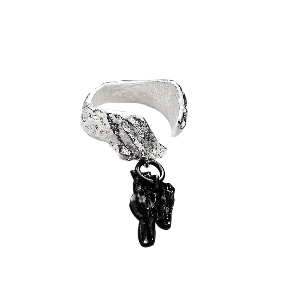 HGJH Anello Regolabile,Anelli Regolabili per Donna Martello Design Argento Sterling 925 Il Ciondolo Goth Anelli Eternity Neri FEDI Nuziali Anelli di Promessa per Ragazze Signore