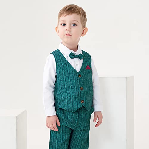 Image of Volunboy Toddler Suit Boys Formal Wedding Guest Dress Outfit | graduation dress clothes, gentleman ring bearer bowtie outfit, back-to-school pants set, birthday photoshoot dressy outfit