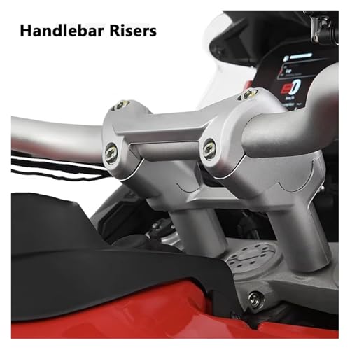 Elevador de manillar CNC plateado con abrazadera para Multistrada V4 2