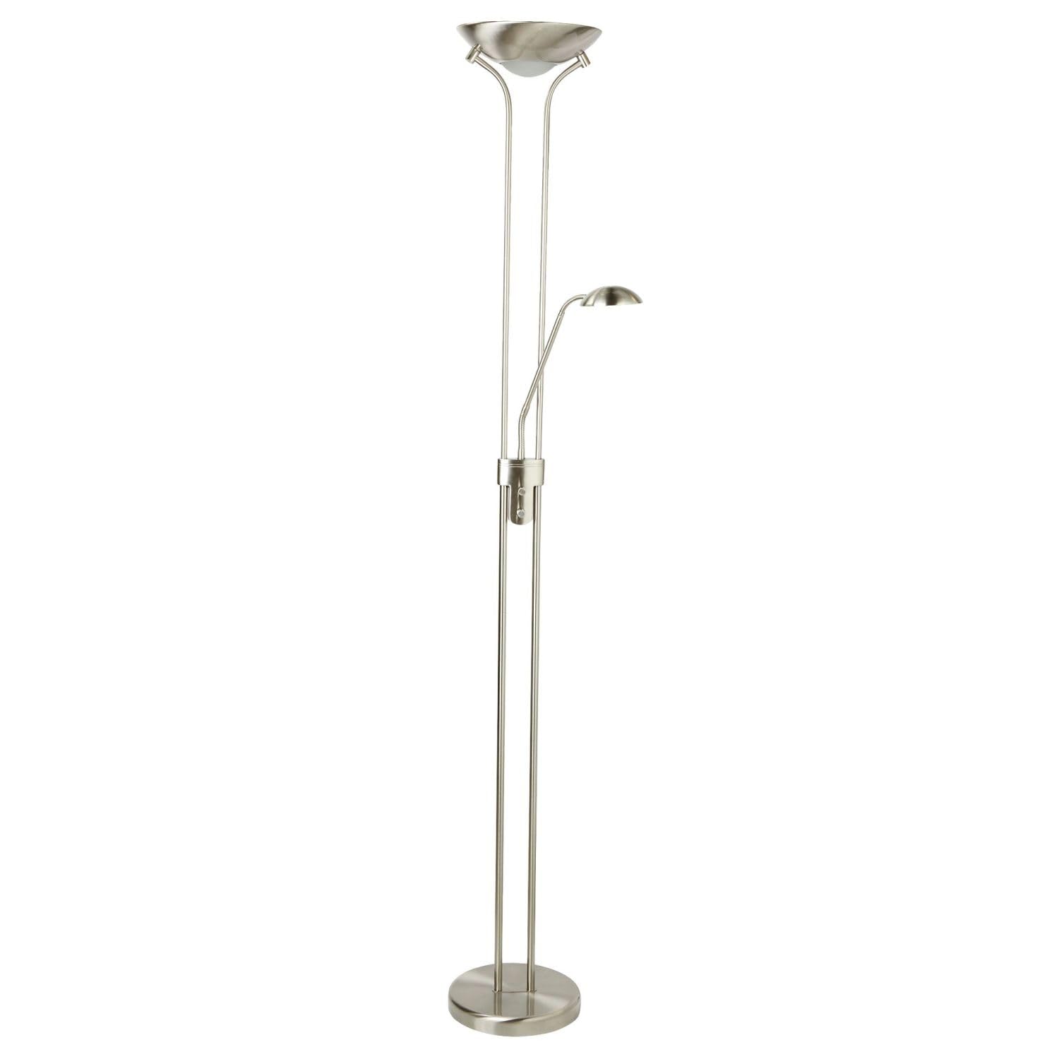 Licht-Erlebnisse LED Deckenfluter mit Leselampe dimmbar 180 cm in Silber satiniert Modern 3000 K 1887 lm warmweiß Stehlampe Wohnzimmer Sehleuchte