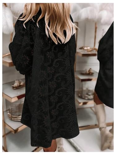 SOLY HUX Women's Button Down Shirts 3/4 Sleeve Collared Eyelet Flowy Vacation Blouse Oversized Tops2