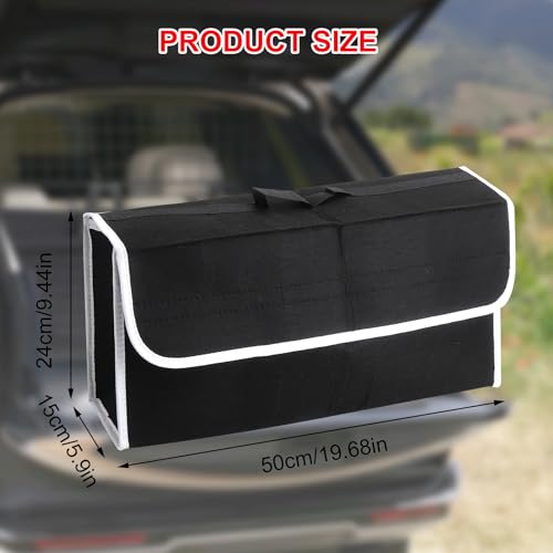 GZRXIOUS Kofferraum Organizer Auto Kofferraumtasche, Faltbare Auto Aufbewahrungstasche Filz mit Klettverschluss, Rutschfest Stabil, Große Kofferraumtasche Klappdeckel, Universal Autotasche Organizer