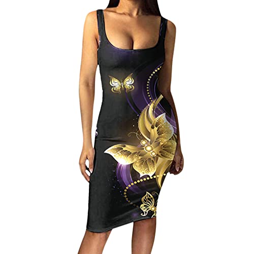 Robe en mousseline sans manches imprimée coupe ajustée pour le travail