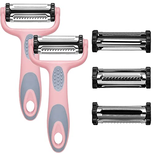 2 Pieces Vegetable Peeler Potato Carrot Peeler 3-In-1 Multi Functional Fruit Y Peeler for Kitchen, Stainless Steel Julienne Peeler for Veggie Kitchen Tools