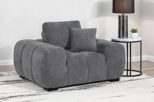Sillón tapizado gris con respaldo reversible y brazos miniatura 2