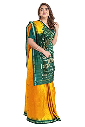 Image of Odisha Sambalpuri Handloom Ikat Women's Cotton Saree, Odisha Handloom Handmade Pure Cotton Khandua Saree, Ikkat Orissa Traditional Handloom Saree Without Blouse