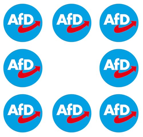 Sammys Shirt Store 8 Stück Aufkleber 4cm rund AFD Logo im hellblauen Kreis Neuwahlen AFD Sticker Sparpack gut haftend Aktiv Werden