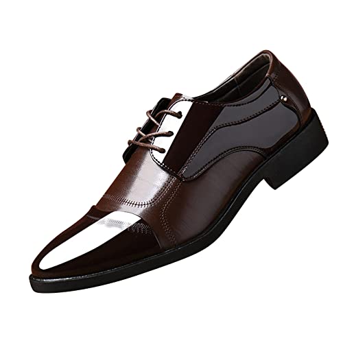 Mocasines Hombre,Zapatos Hombre Vestir de Cuero con Cordones Negocios Sencillos Vintage para Usar en Todas Las Estaciones Ligeras Cómodo Mocasín Brillante Zapatos de Esmoquin Bodas
