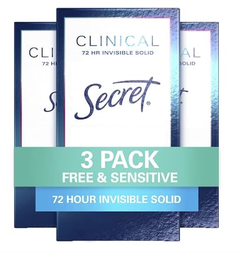 Secret Antiperspirant Clinical Strength Deodorant for Women, Invisible Solid, Free & Sensitive Unscented, 1.6 Ounce (Pack of 3) (Packaging may Vary) Secret Antiperspirant Clinical Strength Deodorant for Women, Invisible Solid, Free & Sensitive Unscented, 1.6 Ounce (Pack of 3) (Packaging may Vary)