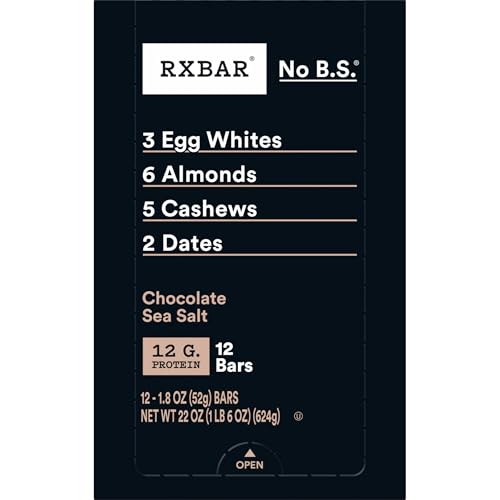 RXBAR Protein Bars, 12g Protein, Gluten Free Snacks, Chocolate Sea Salt, 22oz Box (12 Bars) - image 8