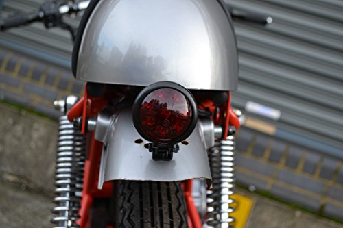 Motorrad LED Stop Rücklicht - Homologated - Glänzend Schwarz mit Rot Gläser für Cafe Racer, Scrambler, Maßgefertigt Projekt