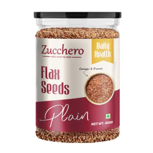 Image of Zucchero Flax Seeds (400g) - Double Sortex Clean Alsi Seeds for eating | Omega-3 fatty acids | 27g Fibre | Healthy Heart| Promote Healthy Skin & Hair | Rich in Iron