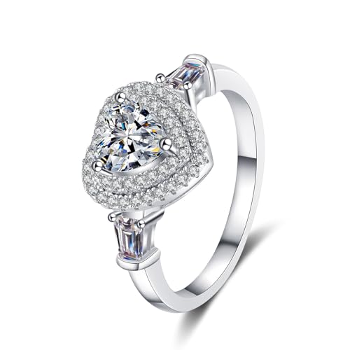 14K Gold Heart Shaped Elegant Women's Engagement Rings for Women | 1 Carat Diamond Ring | VVS2 Excellent Cut Dazzling D-color Shine | Ideal for Wedding Occasions