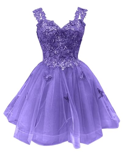 Image of Youjiayi 3D Butterfly Short Homecoming Dresses for Teens Off Shoulder DAMA Dresses for Quinceanera Glitter Sequin Prom Dress