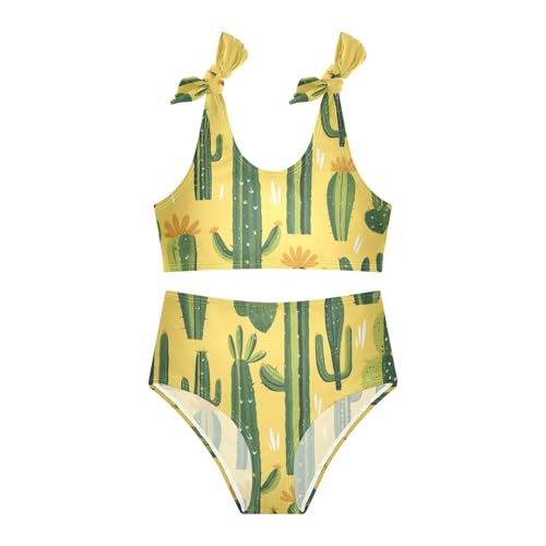 Different Cactus Girls Two Piece Kids Bikini Set Scoop Neck Swimsuits Swimwear Adjustable Shoulder Strap3