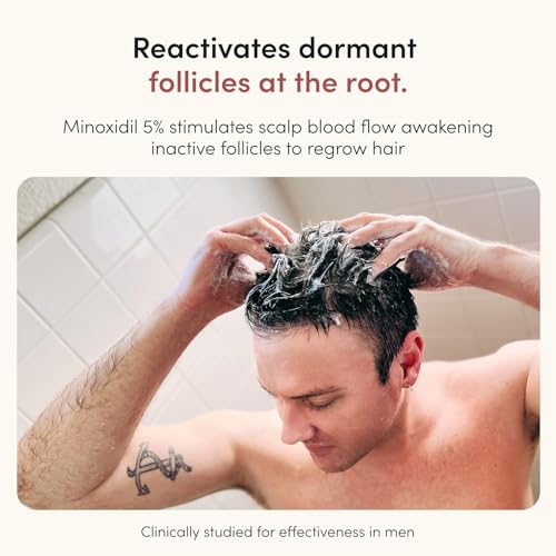 Image of hims Hair Regrowth Treatment - Topical Minoxidil 5% Solution for Men - Extra Strength - Supports Thicker, Fuller Hair - Non-Greasy - Unscented, 3 Pack
