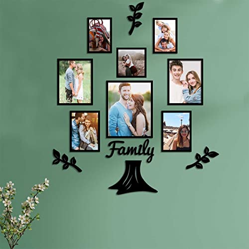 Image of Art Street Family Tree Photo Frame for Living Room Set of 13 Pieces with MDF Plaque Eco Series Picture Frame for Home Decor (3 Leaf,1 Trunk and 1 Family)