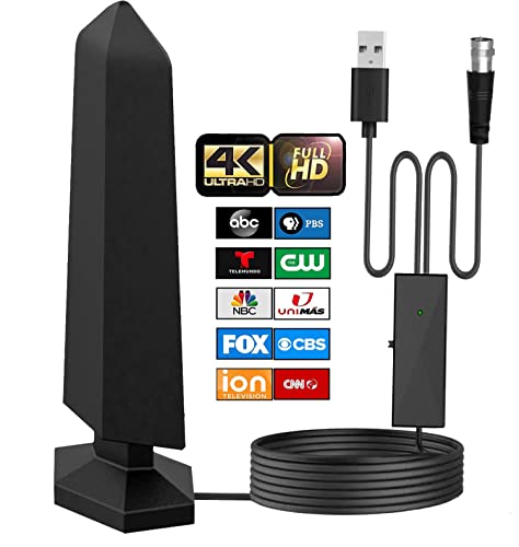 Antier Amplified Indoor Digital Tv Antenna – Best Powerful Amplifier, Signal Booster & Has Up To 400+ Miles Range, Support 8K 4K Full Hd Smart And Older Tvs With 16Ft Coaxial Cable [2023 Release] #TOP18