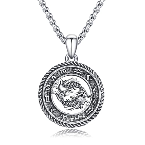 Pendentif 12 signes du zodiaque en or fin et détails oxydés d'astrologie
