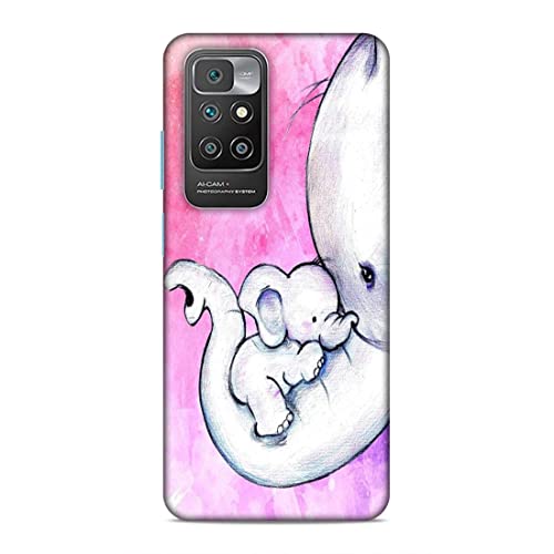 Image of Printed Mobile Back Hard Case Cover for Xiaomi Redmi 10 Prime | Cute Elephant, Baby Elephant, Mom's Love -2202