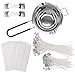 Kit de Vela de Bricolaje, 1 Crisol de Cera (400 ml), 2 Soportes de Mecha de 3 Agujeros, 60 Piezas (12 cm) Mechas para Velas y 60 Piezas (17 cm) Mechas para Velas, 120 Pegatinas de Mecha de Vela.