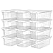 SONGMICS Lot de 12 boîtes à chaussures avec Couvercle, Boîte de rangement pour chaussures, outils de couture, Petite boîte, jusqu’à la Pointure de 41, Transparente LSP12WT