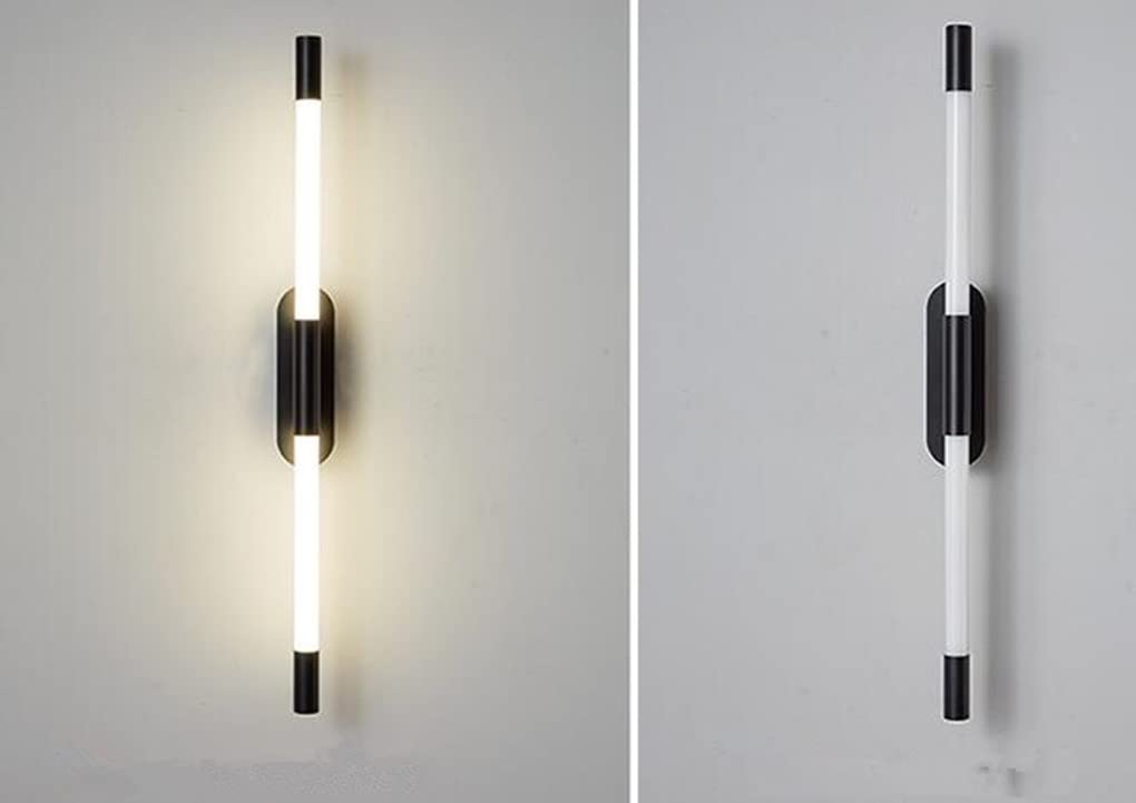 LED 10W Interior Moderno Aplique Minimalismo Apliques 3000K blanco cálido Aplique de pared para Salón dormitorio Escalera Pasillo 60 * 5cm,Negro