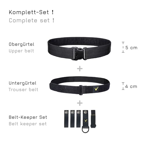 tee-uu BLACK Rettungsdienstkoppel (S-XXL) Komplett-Set (inkl. INNER Untergürtel und BELT KEEPER Set) - S (Hüftumfang 70-90cm)