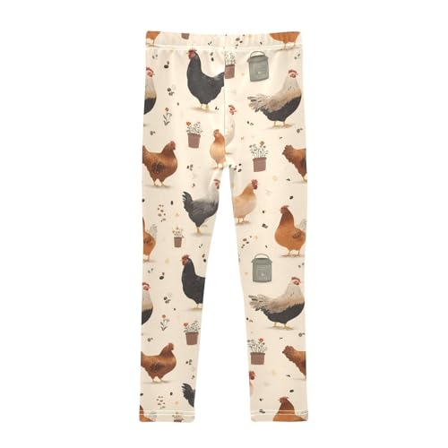 Chicken Flower Pot Girls Leggings Ultra Soft Compression Yoga Gym Pants for Kids 4-10T2