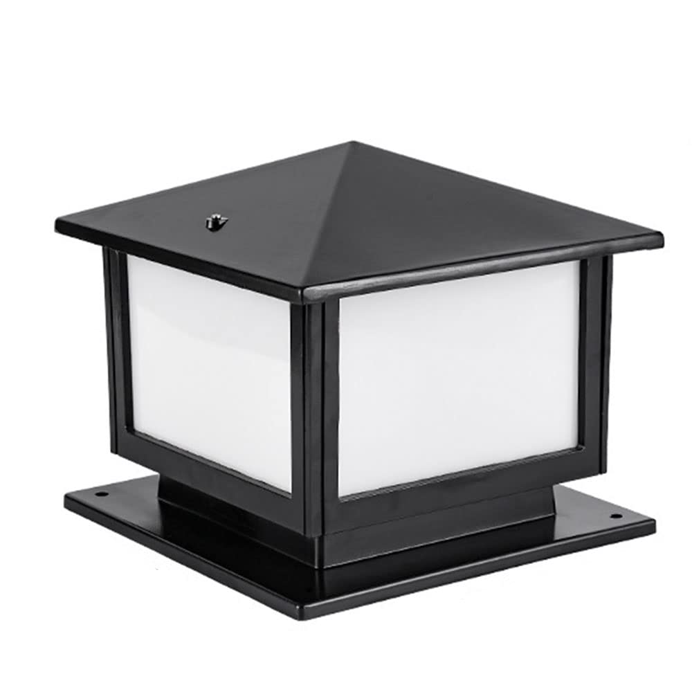 GTHTUHFD European-Style Waterproof Outdoor Column Lights Vintage Exterior Post Lantern Post Light Fixture Aluminum Housing With Acrylic Lampshades, Deck Walkway And Garden Decoration,Black-19.7in
