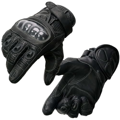 Image of Milwaukee Leather Men's Premium Leather Motorcycle Racing Gloves - Hand Protection, Gel Palm, Adjustable Fit - Small