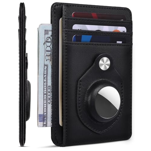 Image of RUNBOX Slim Minimalist Front Pocket Air Tag Holder Wallet for Men, RFID Blocking Card Holder Mens Wallet Gifts for Men Dad