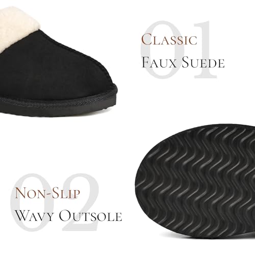 Image of OOW Fuzzy Slippers for Women Cozy Faux Fur House Shoes Memory Foam Slippers | Winter, Warm Slippers, Indoor and Outdoor