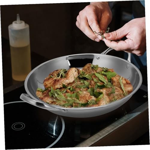 Wok de acero inoxidable con doble asa y fondo plano miniatura 5