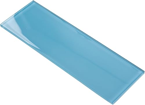 Vista 135 de Lovdeco Azulejo de cristal de metro, 3 x 6 pulgadas, 4 pies cuadrados, vidrio verde azulado oscuro para pared de baño y cocina, paquete de 32