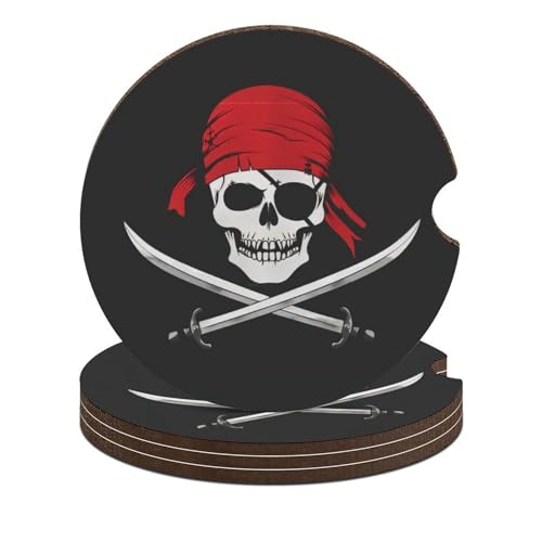 Portavasos para auto diseño calavera pirata retro 4pzs miniatura 1