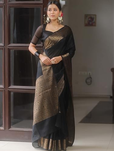 Image of Sugathari Women's Banarasi Saree Pure Kanjivaram Silk Saree Soft new ladies 2025 Design Wear Pattu Sarees Sadi Party Sari collections With Blouse Piece (San Pari-225)