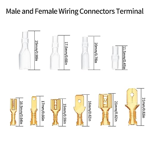 KOXXIAMOQ 300 Male Female Wire Spade Connectors, 2.8mm 4.8mm 6.3mm Electrical Wire Connectors - Image 2