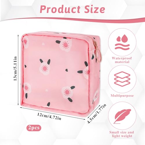 Image of 2 Pcs Sanitary Napkin Storage Bag, Portable Reusable Period Pouch for Women, Tampon and Menstrual Pad Holder With Zipper, Nursing Pad Kit for Teen Girls Feminine Care