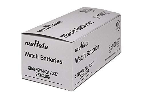 Image of Murata 337 Battery SR416SW 1.55V Silver Oxide Watch Button Cell (100 Batteries)