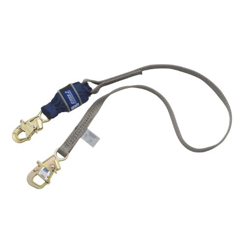 Image of 3M DBI-SALA EZ-Stop Force II 1246173 6' Tie Back Shock Absorbing Lanyard, Snap Hook At One End, Tie-Back Hook At Other End, Blue /Gray