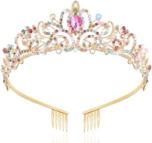 TAROSE Crowns for Women, Queen Crystal Gold Silver Tiaras with Wh...